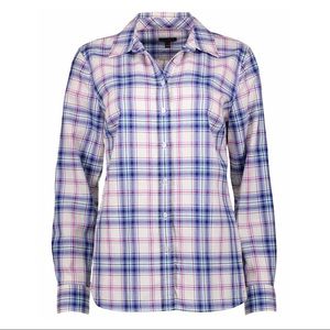 Talbots Blue Plaid Botton Up Top